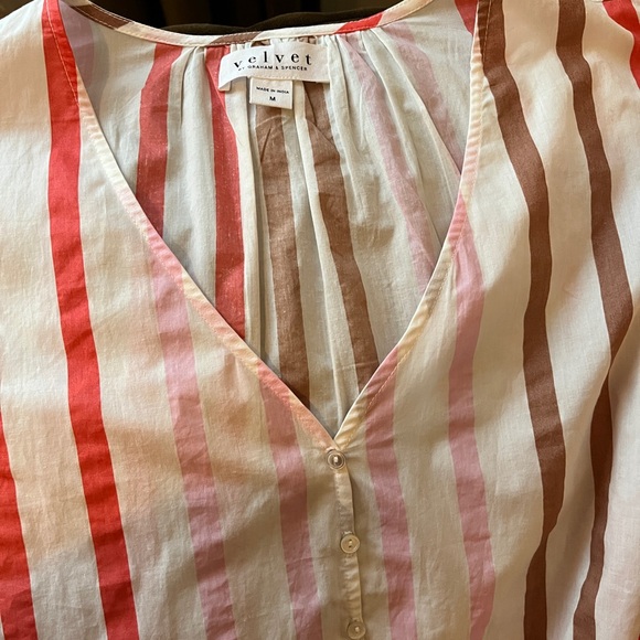 Velvet by Graham & Spencer Striped Button-Down Blouse with Peasant Sleeves - Picture 10 of 10